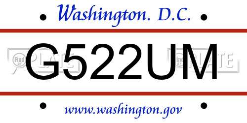 G522UM District Of Columbia License Plate
