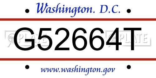 G52664T District Of Columbia License Plate