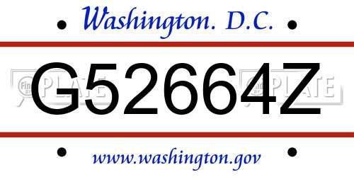 G52664Z District Of Columbia License Plate