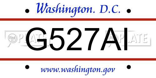 G527AI District Of Columbia License Plate
