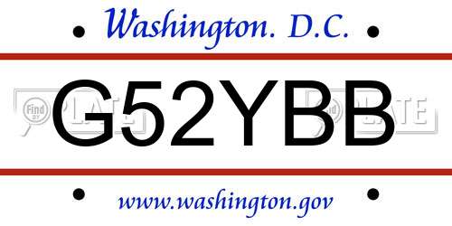 G52YBB District Of Columbia License Plate