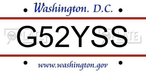 G52YSS District Of Columbia License Plate