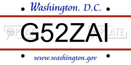 G52ZAI District Of Columbia License Plate