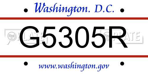 G5305R District Of Columbia License Plate