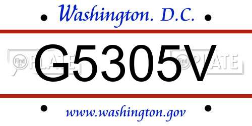 G5305V District Of Columbia License Plate