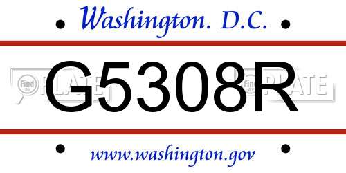 G5308R District Of Columbia License Plate