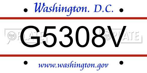 G5308V District Of Columbia License Plate