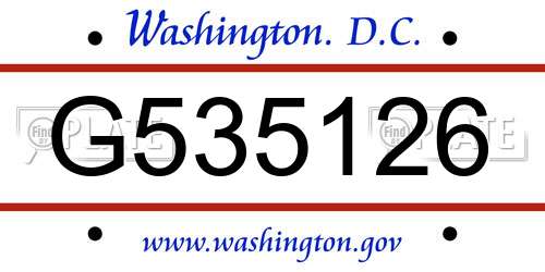 G535126 District Of Columbia License Plate