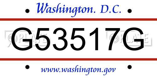 G53517G District Of Columbia License Plate