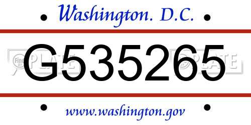 G535265 District Of Columbia License Plate