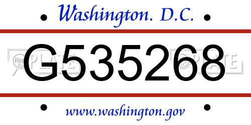 G535268 District Of Columbia License Plate