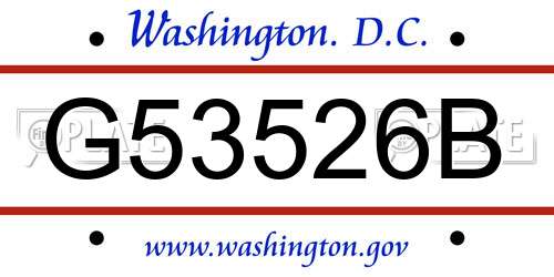 G53526B District Of Columbia License Plate