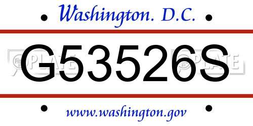 G53526S District Of Columbia License Plate