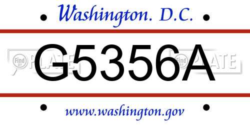 G5356A District Of Columbia License Plate