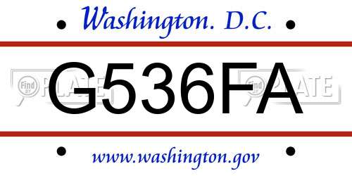 G536FA District Of Columbia License Plate