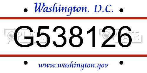 G538126 District Of Columbia License Plate