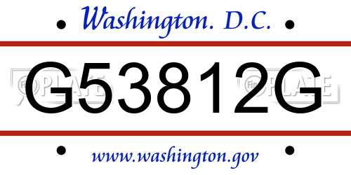 G53812G District Of Columbia License Plate