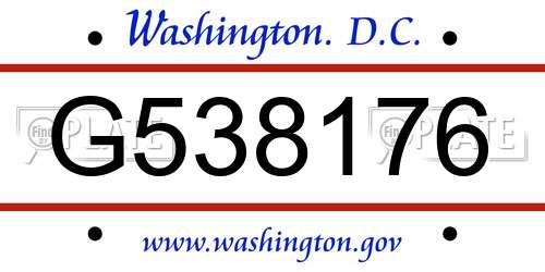 G538176 District Of Columbia License Plate