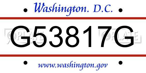G53817G District Of Columbia License Plate