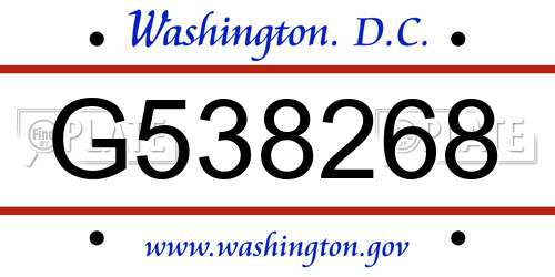 G538268 District Of Columbia License Plate