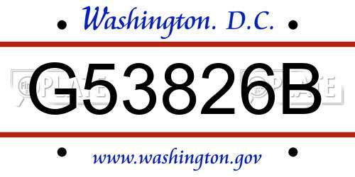 G53826B District Of Columbia License Plate