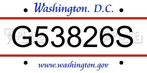 G53826S District Of Columbia License Plate