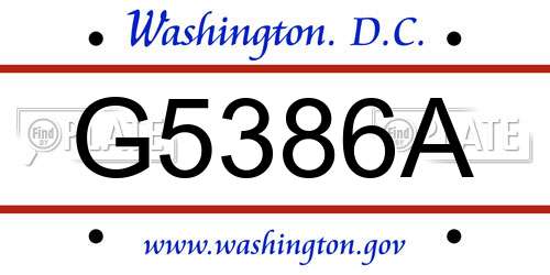 G5386A District Of Columbia License Plate