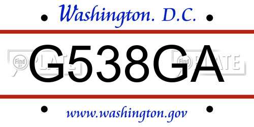 G538GA District Of Columbia License Plate