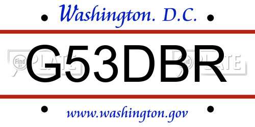 G53DBR District Of Columbia License Plate