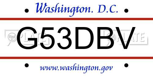 G53DBV District Of Columbia License Plate