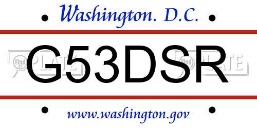 G53DSR District Of Columbia License Plate