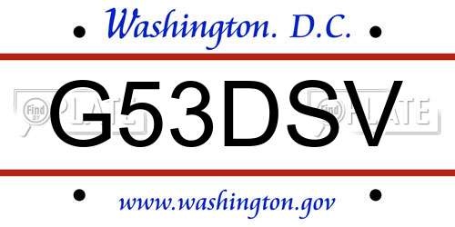 G53DSV District Of Columbia License Plate