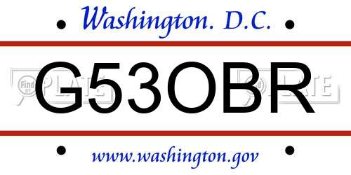 G53OBR District Of Columbia License Plate
