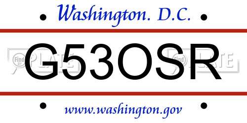 G53OSR District Of Columbia License Plate