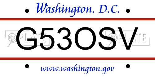 G53OSV District Of Columbia License Plate