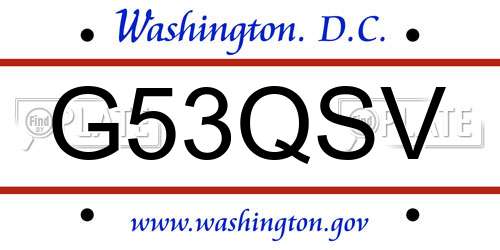 G53QSV District Of Columbia License Plate