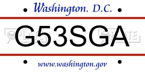 G53SGA District Of Columbia License Plate