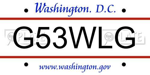 G53WLG District Of Columbia License Plate