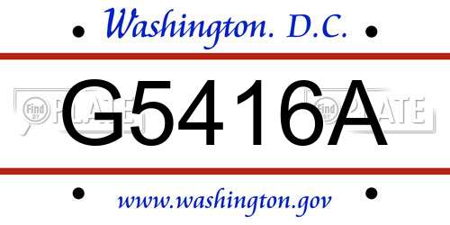 G5416A District Of Columbia License Plate