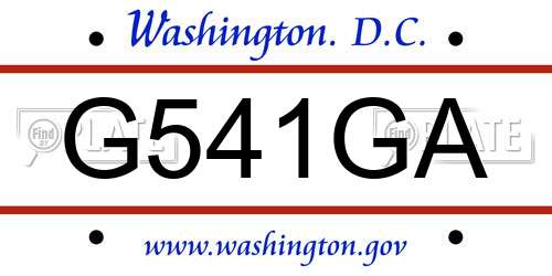 G541GA District Of Columbia License Plate