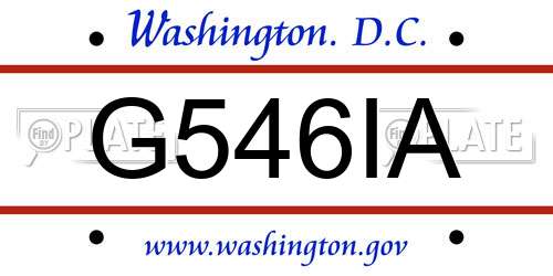 G546IA District Of Columbia License Plate