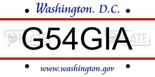 G54GIA District Of Columbia License Plate