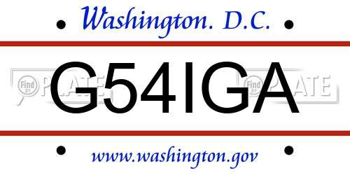 G54IGA District Of Columbia License Plate