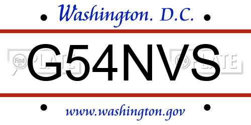 G54NVS District Of Columbia License Plate