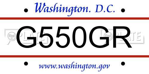 G550GR District Of Columbia License Plate