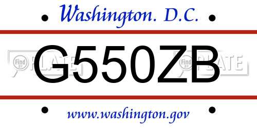 G550ZB District Of Columbia License Plate
