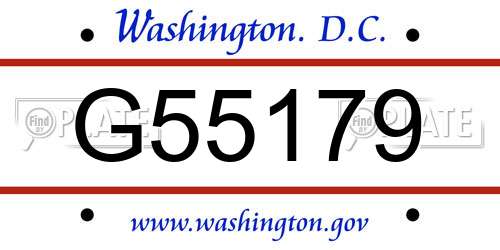 G55179 District Of Columbia License Plate
