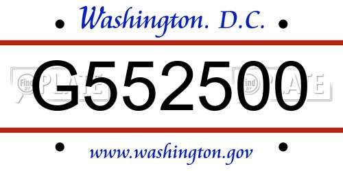 G552500 District Of Columbia License Plate