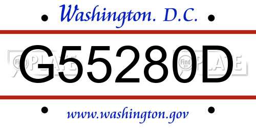 G55280D District Of Columbia License Plate
