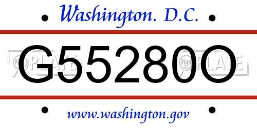 G55280O District Of Columbia License Plate